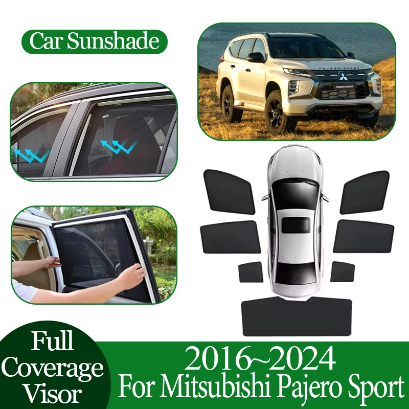 

Car Magnetic Sunshade For Mitsubishi Pajero Sport KR KS QE QF 2016~2024 Anti-UV Privacy Protection Coverage Auto Accessories