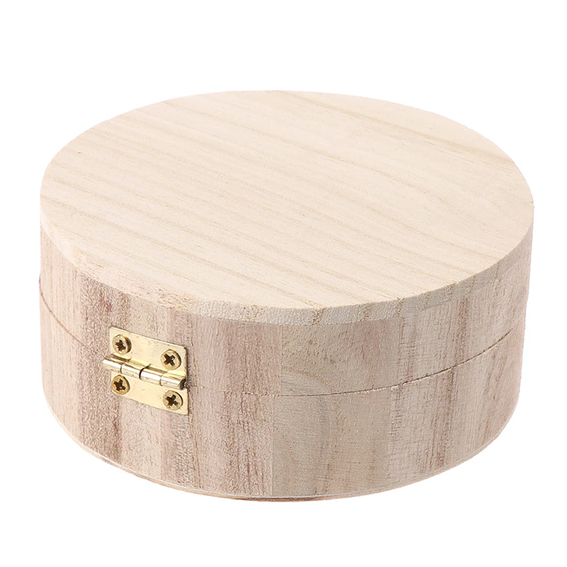 

1 Pc High Quality Vintage Round Wooden Jewellery Box DIY Handmade Creative Jewellery Box Craft Clay Bottom Lid Lock Storage Box