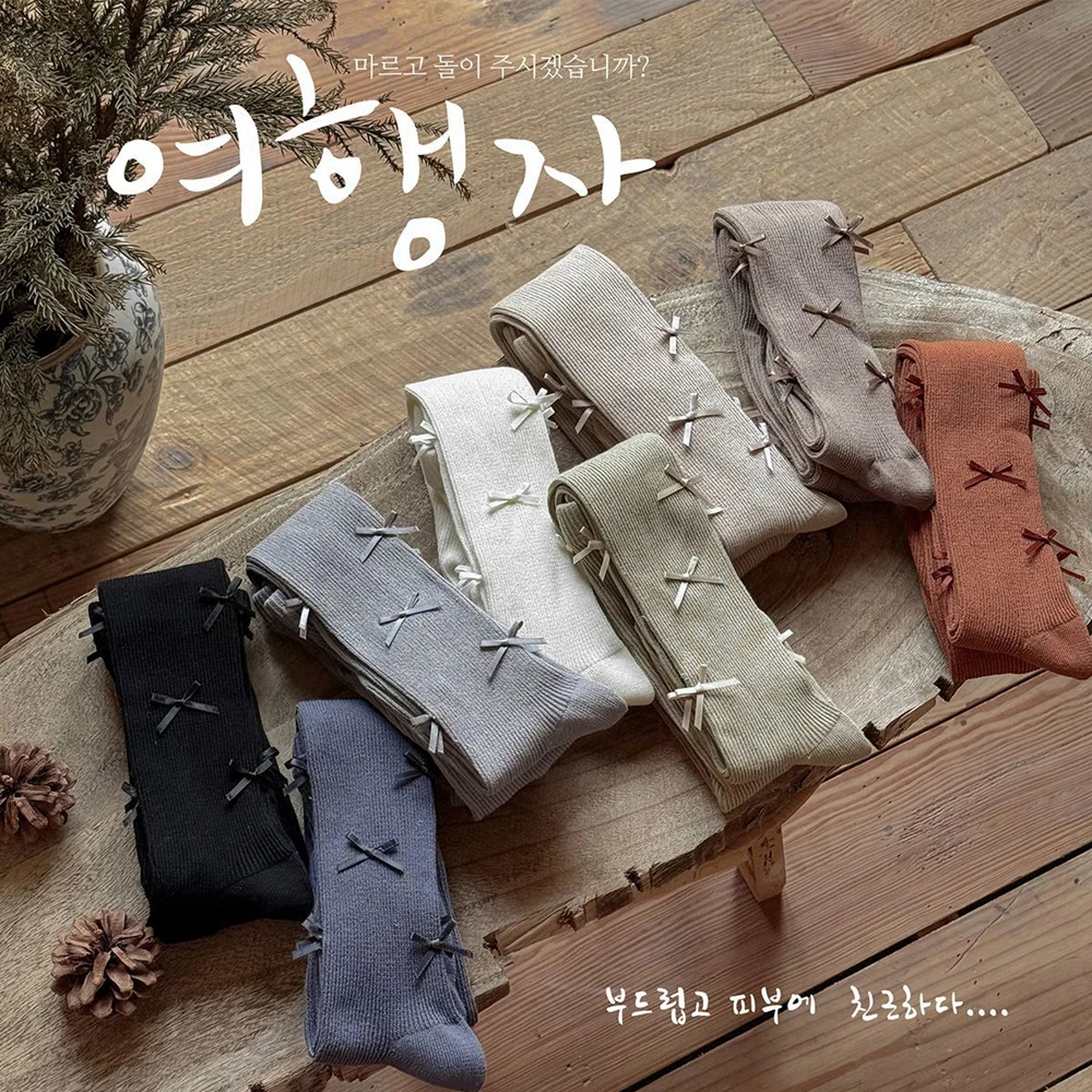 Girls Cotton Ribbed Tights with Bow Pantyhose for Kids Soft Stretchy Leggings Autumn Winter Stockings Ballet Style Photo Prop