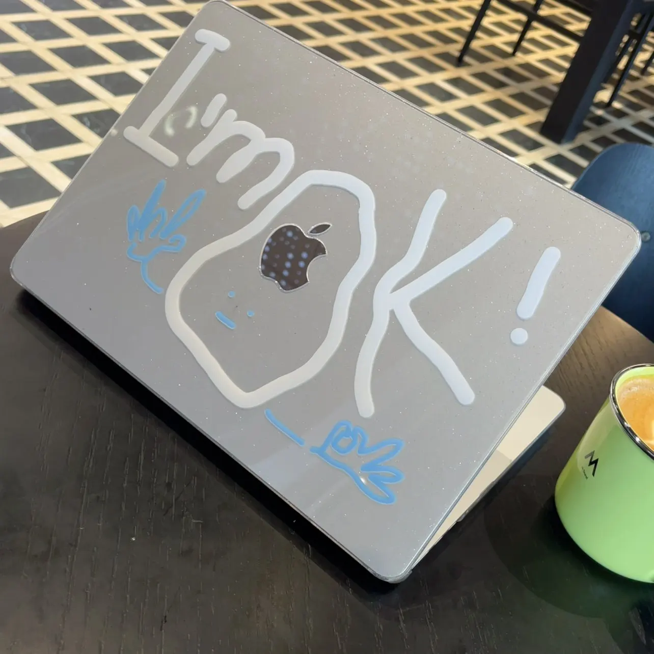Star Im OK Good English Glitter Laptop Case For Macbook Air 13.6 M4 NEO 15 M3 Hard Cover For Mac Book Pro 13 M1M2 14 M4 M5 16