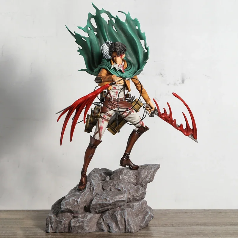 Levi Figure Mikasa Ackerman Eren Jaeger Figurine Anime Model Doll Toy 36cm