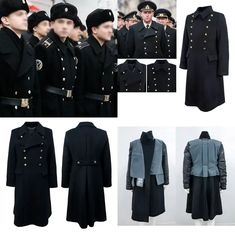 Men's Russian M69 Tactical Coat Winter Black 12 Buttons Long Woolen Trench Coat Outdoor Cold-proof Tactical Overcoat