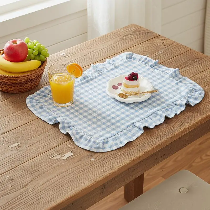 Pink Blue Stripe Ruffle Placemat Set Create an Inviting Dining Atmosphere For Kitchen Room