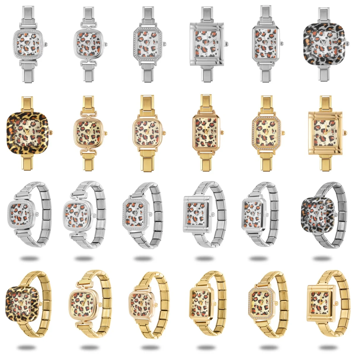 Fashion High Quality Leopard Series Watch Bracelets Bangle Stainless Steel Retro Square Oval Heart Shape Watch Jewelry Wholesale