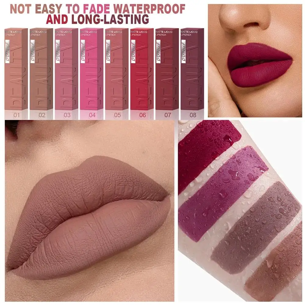 Fluwelen Matte Lippenstift 8 Stuks Waterdichte Langdurige Hydraterende Lip Glazuur Smudge Proof Non Transfer Lip Kleur Set