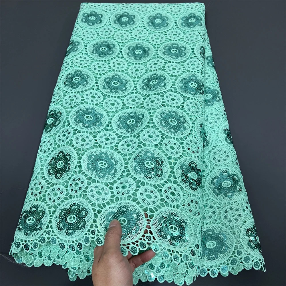 نسيج دانتيل من ألياف الكربون الأفريقية، مواد الأقمشة القطنية للملابس، بالمتر، التطريز، الترتر، فساتين الحفلات، تول، 5 ياردات #4