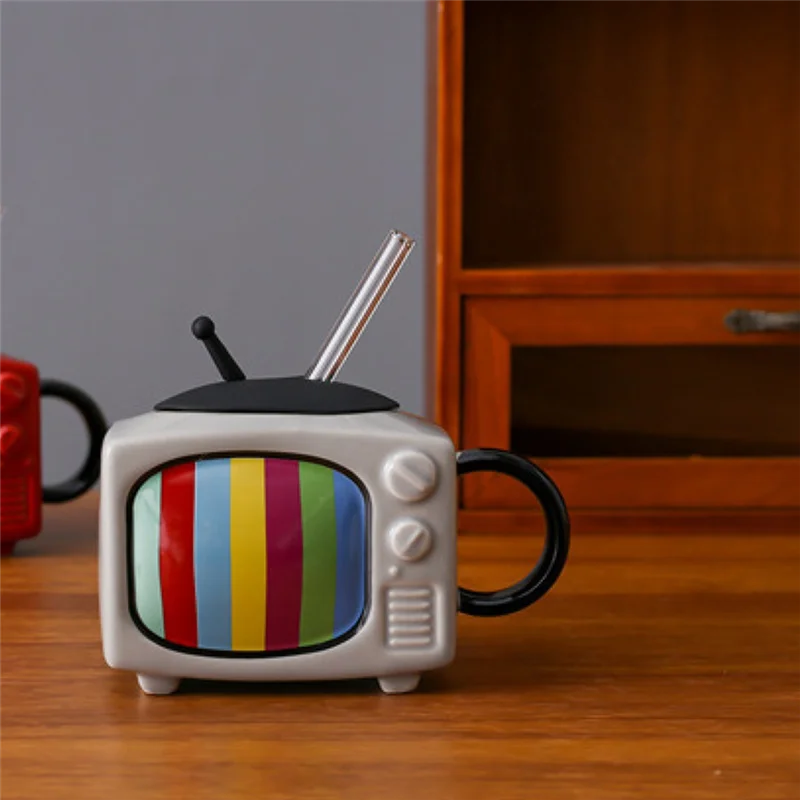 A01F- Square Coffee Cup Set With Straw And Lid Office Tea Cup