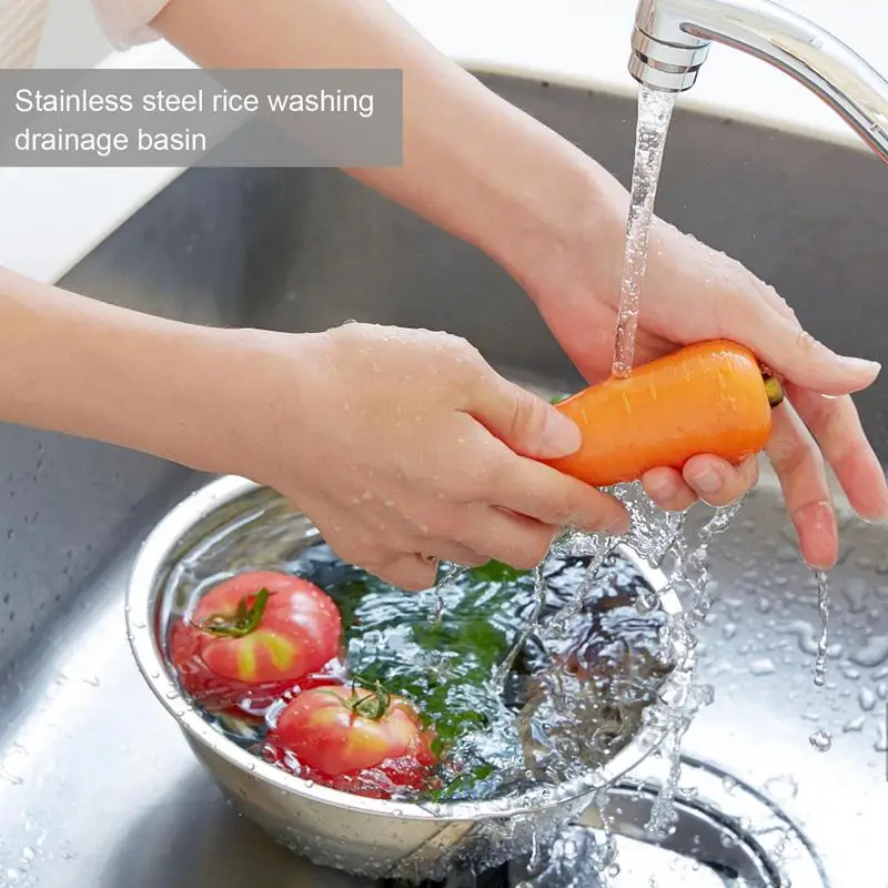 

Stainless Steel Drain Basket Colander Round Rice Cleaning Sieve Fruit Vegetable Washing Basin Strainer Filter Kitchen Utensils