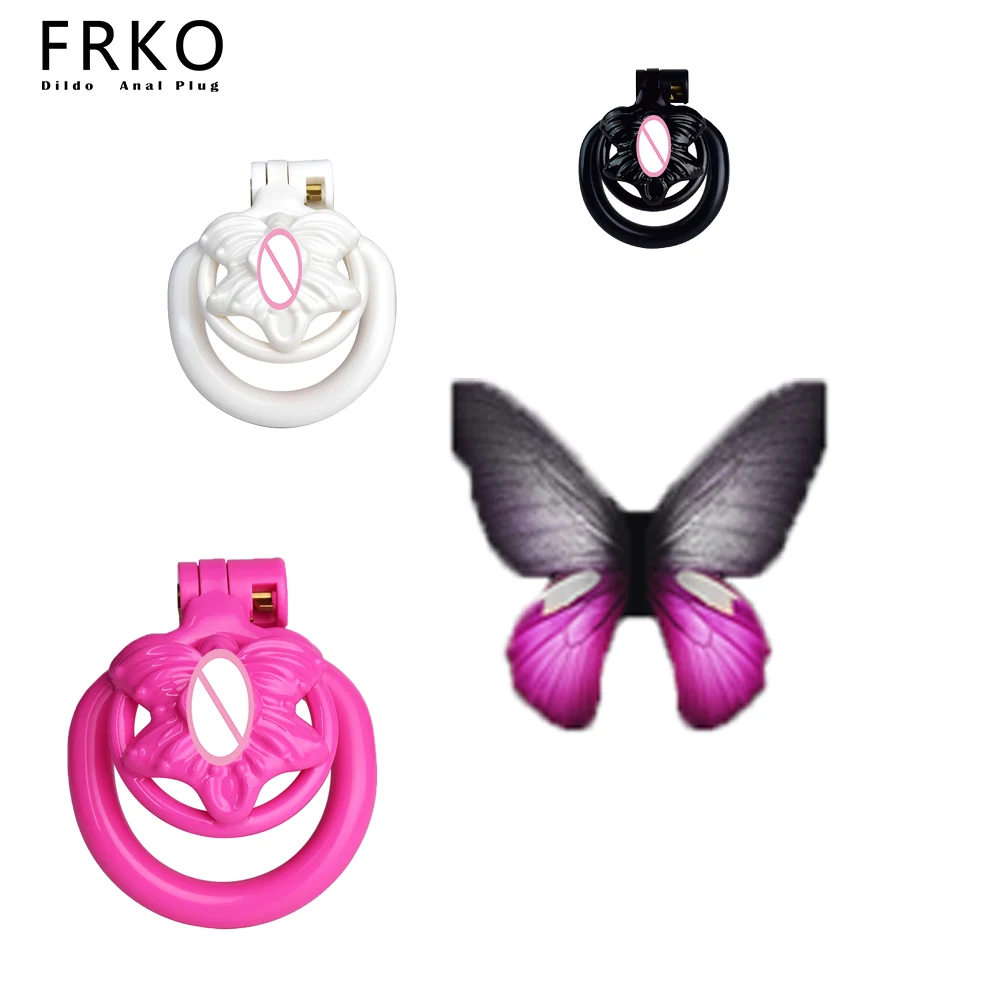 

FRKO 3D Print Butterfly Clitoral Shape Male Chastity Cage Penis Restraints Device Lock Cock Rings Virginity For Sissy Men 18+