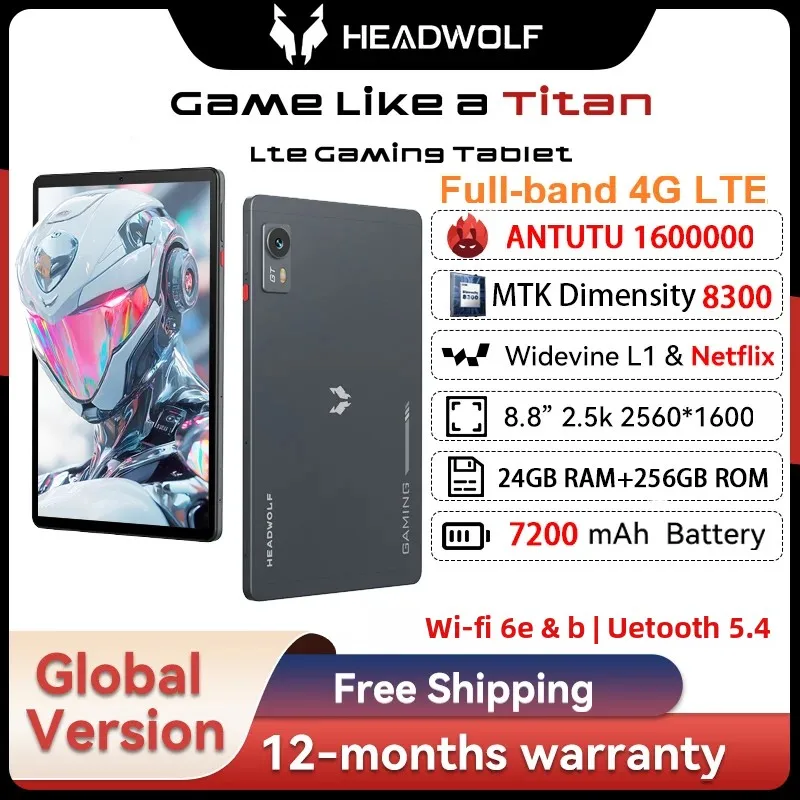 تابلت للألعاب هيدولف تيتان 1 MTK 8300 144 هرتز ​ ، 8.8 بوصة 2.5K بحد أقصى 24 جيجابايت + 256 جيجابايت ROM، 7200 مللي أمبير PD 20 وات، SIM 4G LTE WiFi 6 & BT 5.4