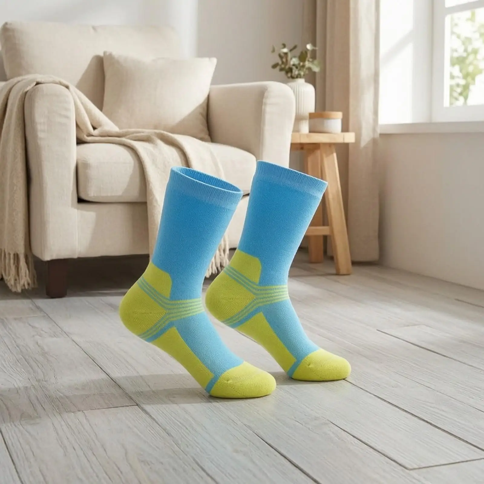 Crew Length Skate Socks for Ice and Roller Skating with Durable Cotton Spandex Blend