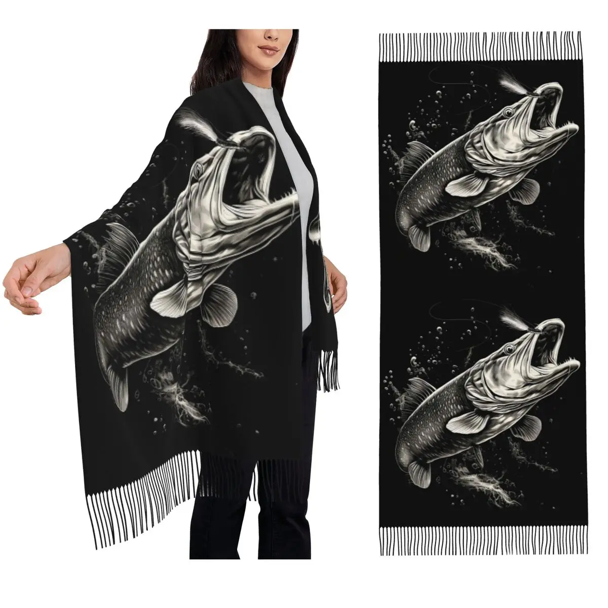 

Шарф с кисточками для влюбленных рыб, мягкие теплые шали и накидки для женщин, большая осенне-зимняя шаль