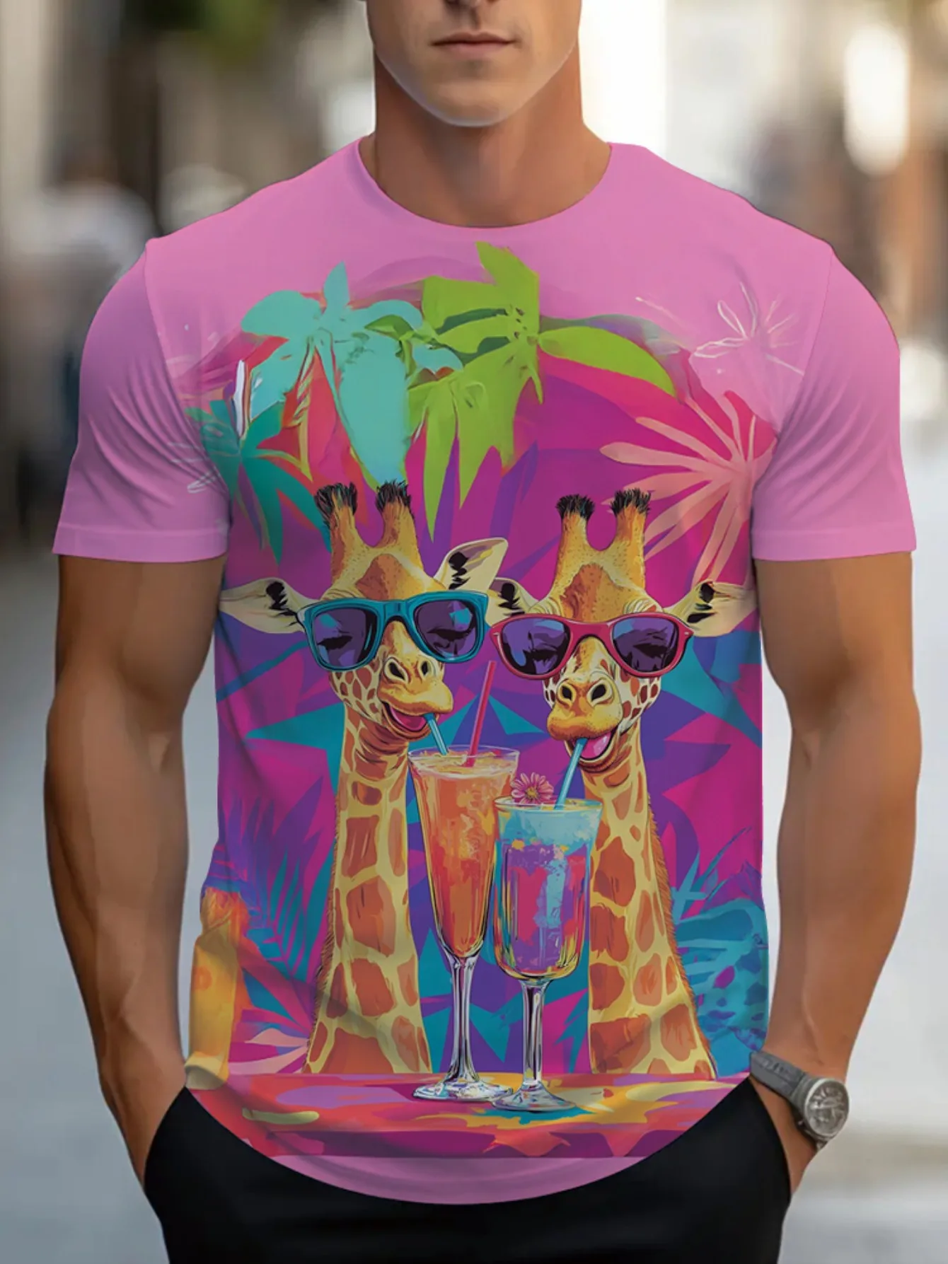 

Men's 3D Shark Graphic Print T-Shirt - 100% Polyester Breathable Round Neck Casual Tee,