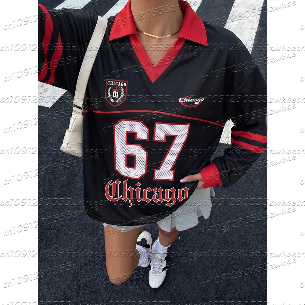 Street Fashion Chicago - Damska koszulka polo z wycięciem w