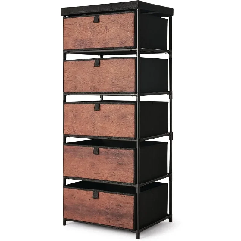 5 Storage Drawers Dresser, Small Fabric Dressers for Bedroom, Clothes Organizer Chest of Drawers for Closet, Living Room,