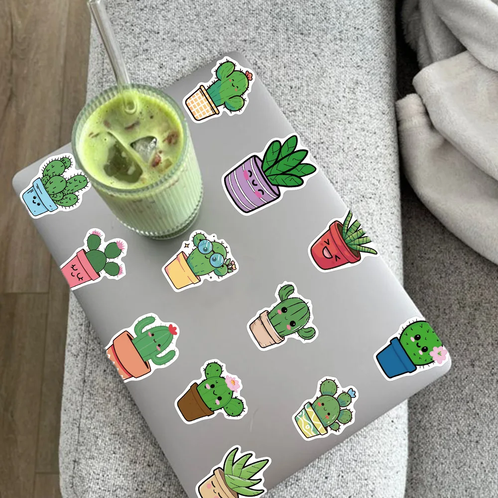 10/50PCS Cute Cactus Plant Graffiti Stickers Kawaii Potted Plants Cartoon Decal Luggage Phone Guitar Skateboard Helmet Kid Toys - Image 6