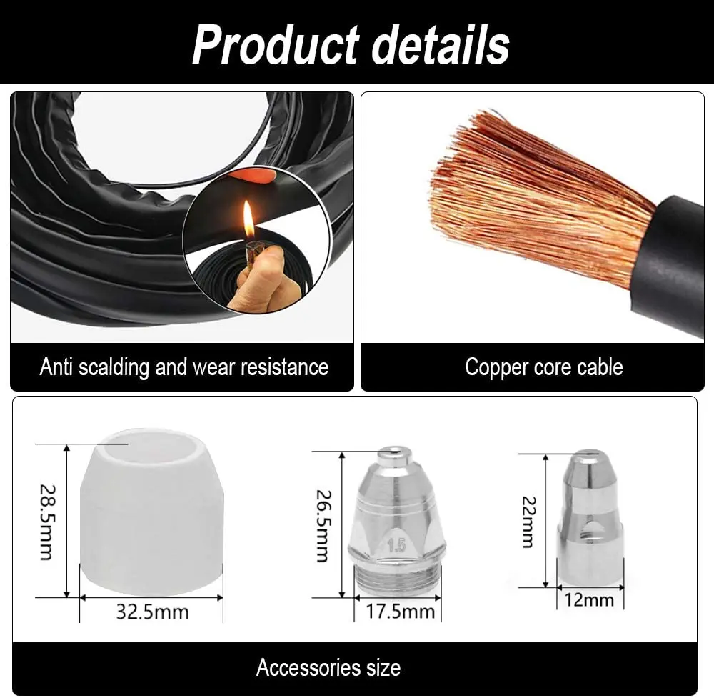 Antorcha de corte CNC P80 40-100A, cortador de Plasma de aire, cabezal de antorcha con rueda de guía, equipo de soldadura de arco piloto 3m/5m/7m