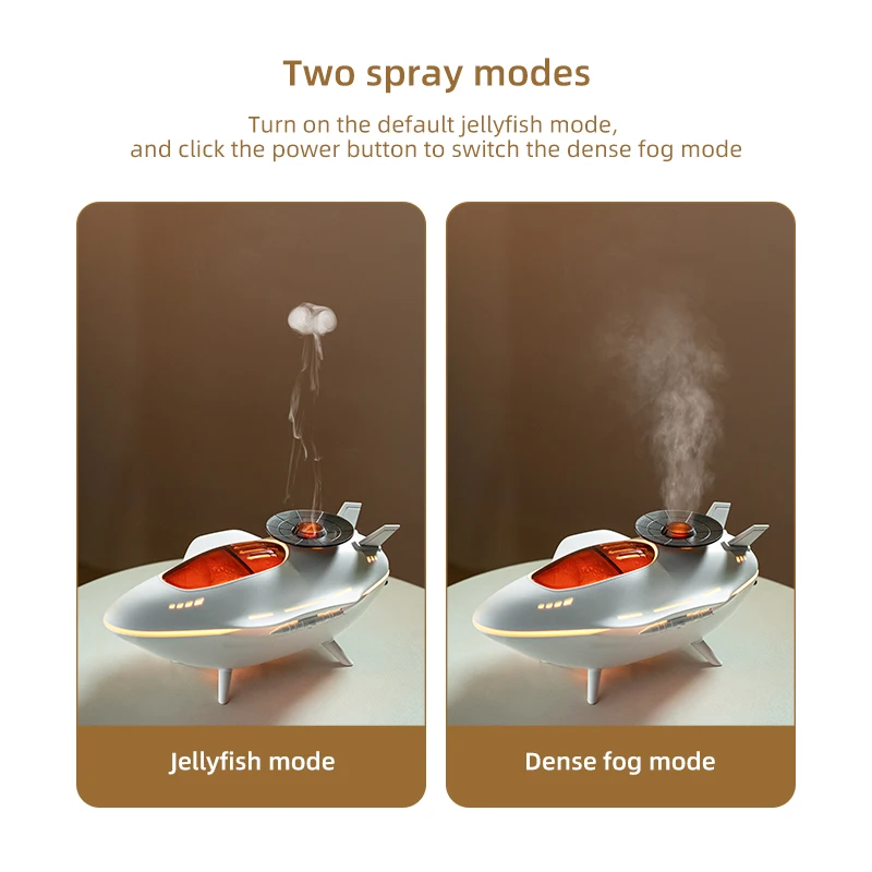 Spaceship Shaped Fragrance Diffuser, Desktop Decoration, Aircraft Model Design, Two Spray Modes, Air Humidifier, Aromatherapy - view 3