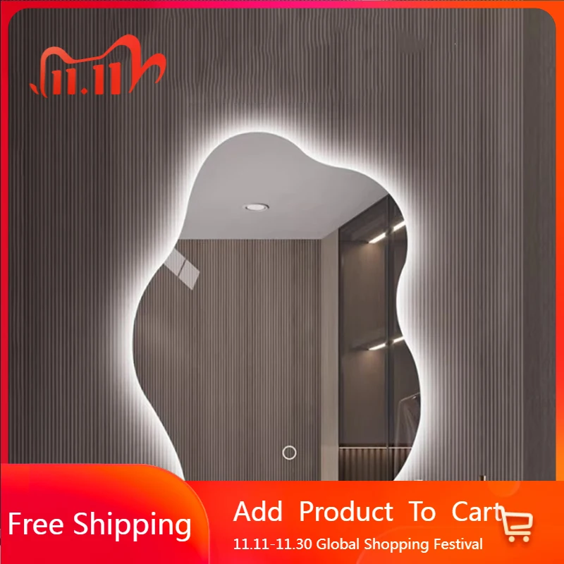 

Asymmetrical Irregular Mirror Light Full Body Aesthetic Wall Funky Bathroom Mirror Hanging Barber Spiegel Wand Home Decorations