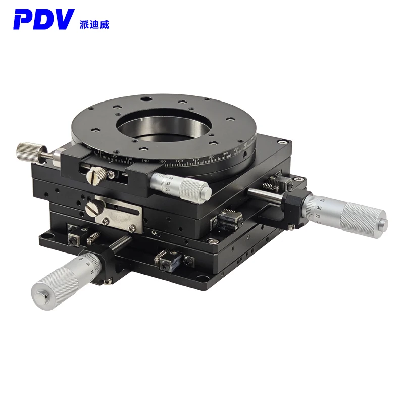 PT-21R100 manual mesa de deslocamento 3D 360 graus áspero ajuste fino mesa deslizante eixo XY viagem 15mm