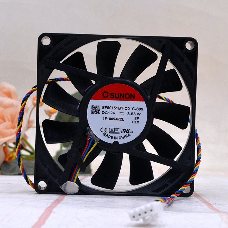 New For SUNON EF80151B1-Q01C-S99 8015 12V3.83W 8CM 4-wire Chassis PMW Cooling Fan