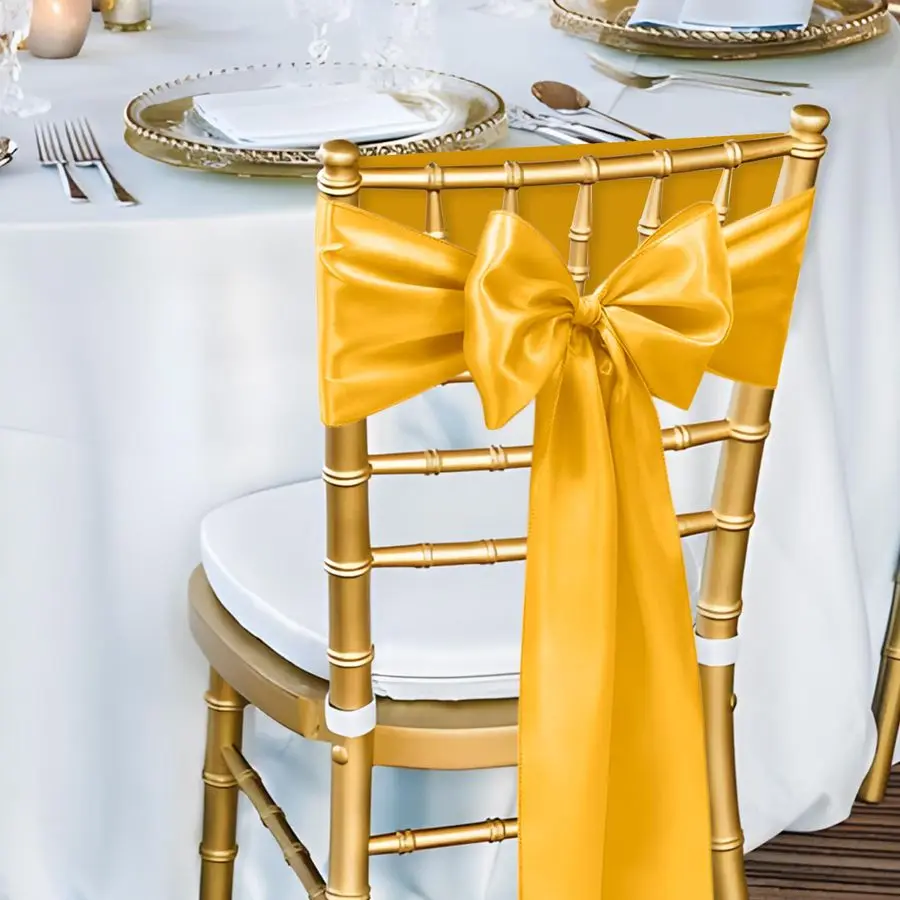 كرسي الزنانير الأقواس 100 قطعة كرسي الشريط الزنانير لحفل الزفاف وحفلات الاستقبال والولائم فندق كراسي الحدث الديكور الذهب 7x10 #2