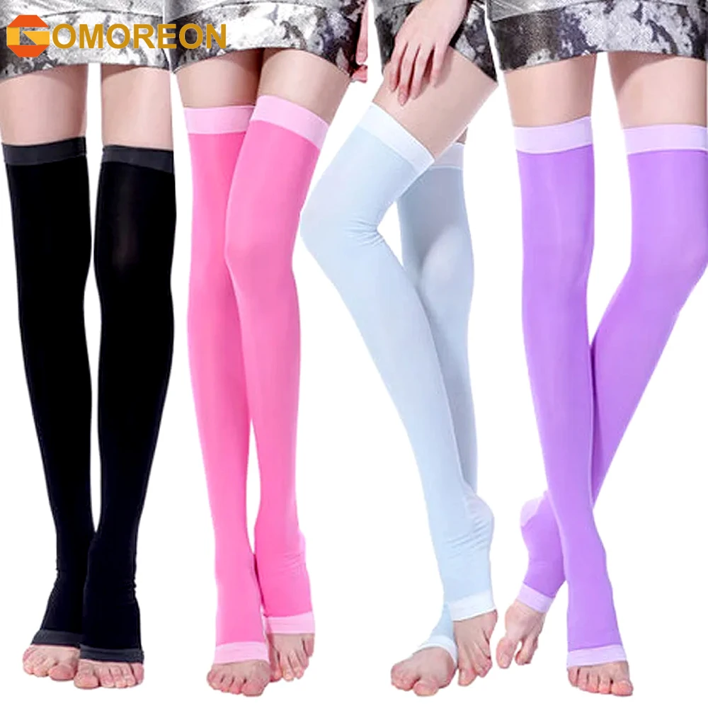 GOMOREON 1Pair Women 420D Sleeping Burn Fat Socks Slim Leg Warmer Compression Stockings