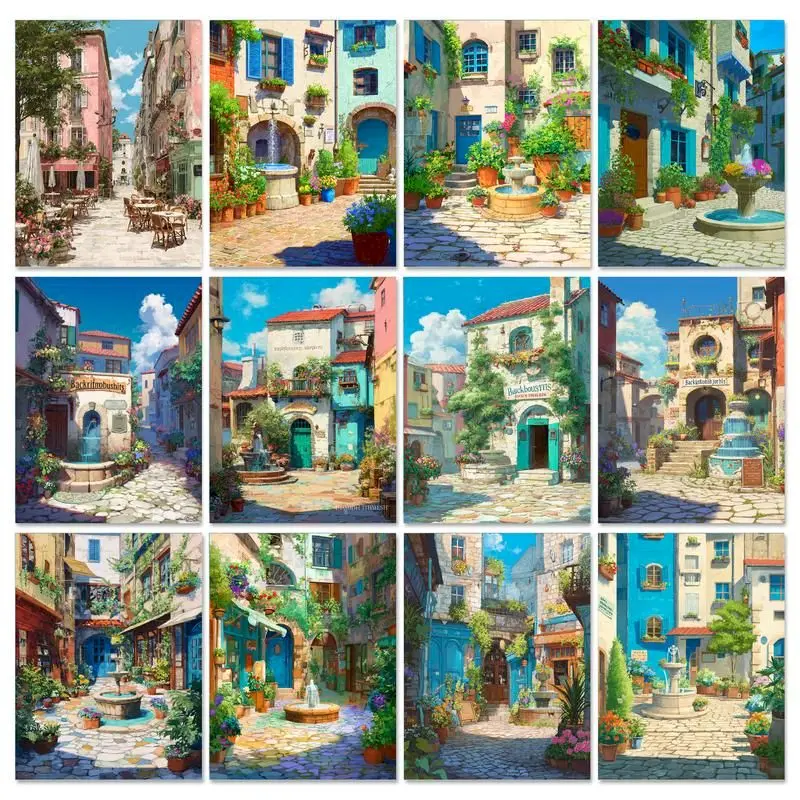 

GATYZTORY Paint By Number Flower Street City DIY Picture By Number Drawing On Canvas HandPainted Painting Art Diy Ideas Gift