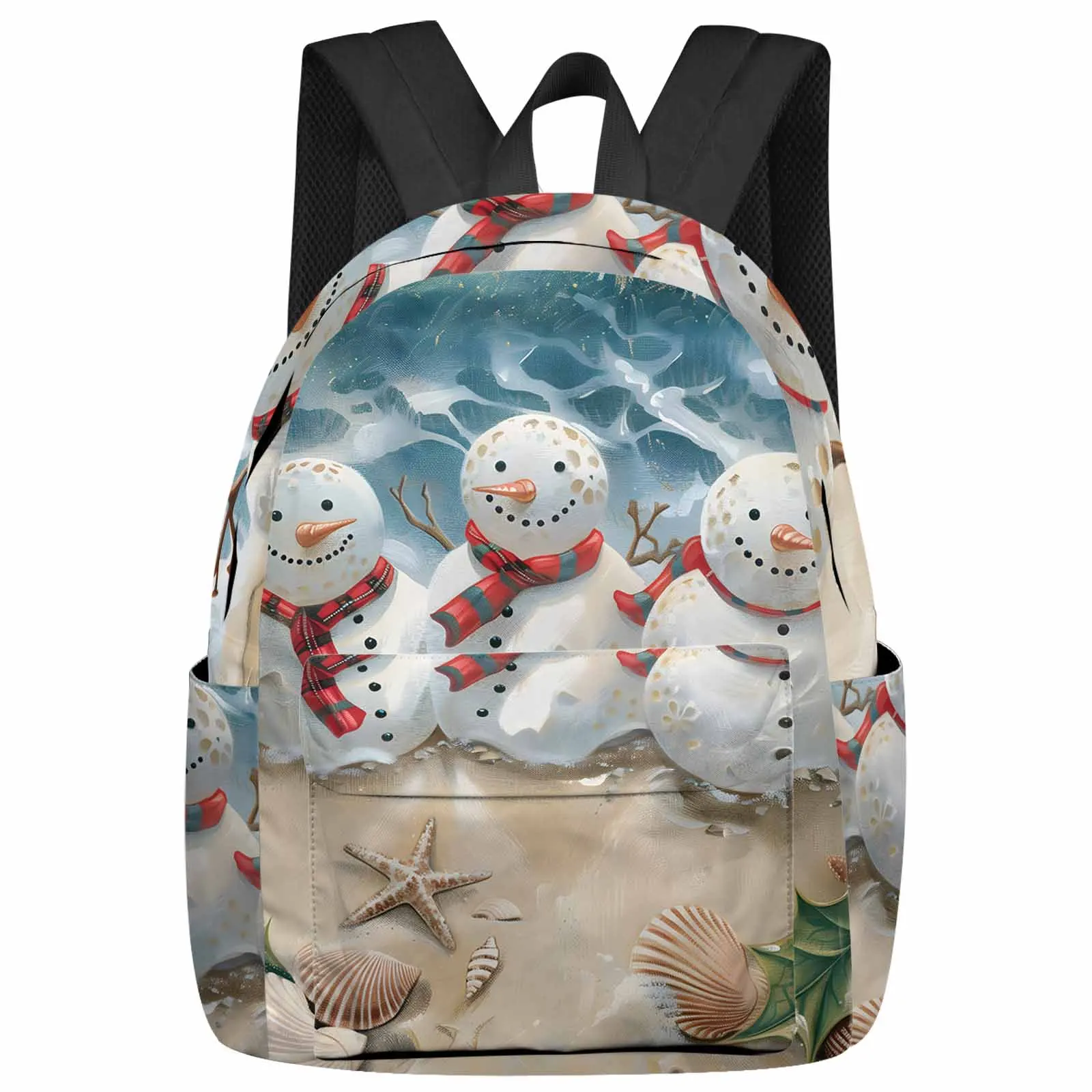 

Beach Snowman Waves Backpacks Custom Student School Bags Laptop Backpack Men Women Female Travel Mochila