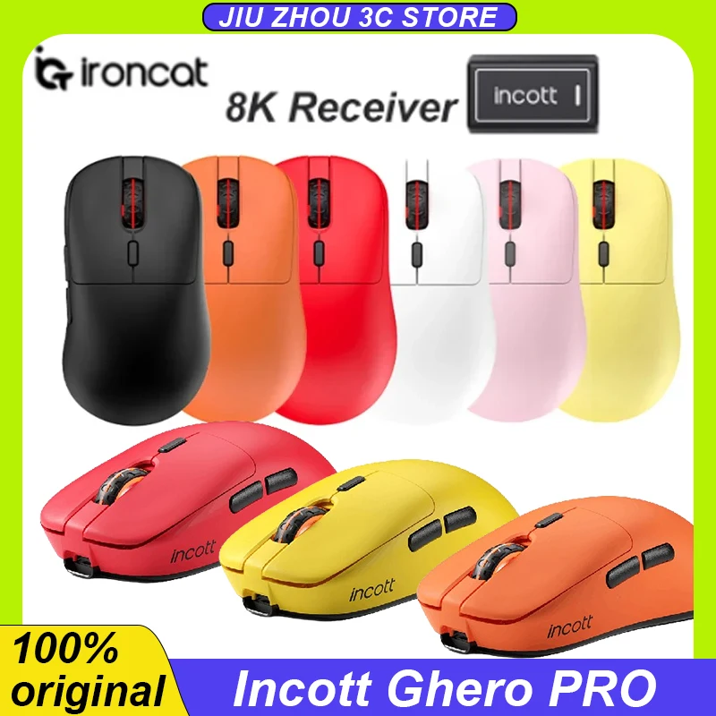 Incott Ghero/Ghero Pro Wireless Mouse Dual Mode Paw3395 8k Return Rate Rgb Pc Fps Gaming Mouse Office Gamer Customized Mouse