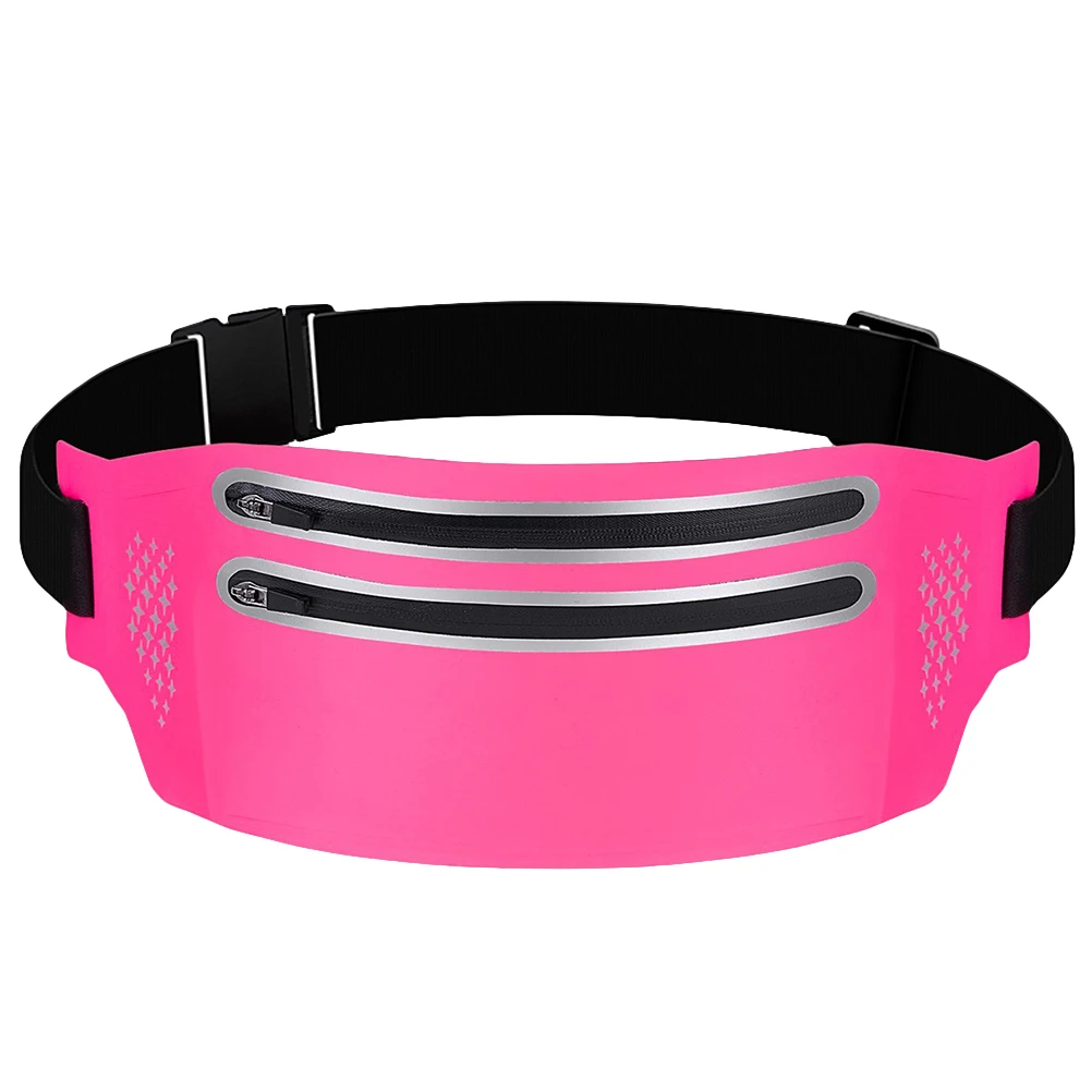 

Sports Phone Waist Bag for Women Men Adjustable Double Zipper Pockets TPU Material Headphone Hole Hiking Running Bike