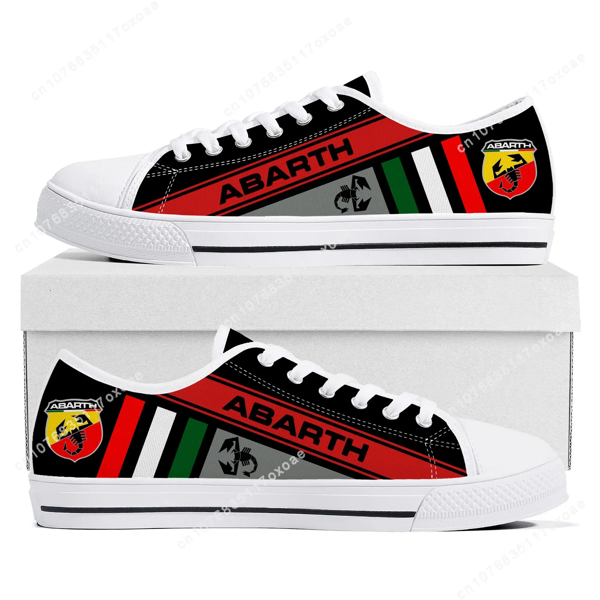 Abarth-zapatillas bajas de lona para hombre y mujer, zapatos informales de alta calidad, personalizables, DIY