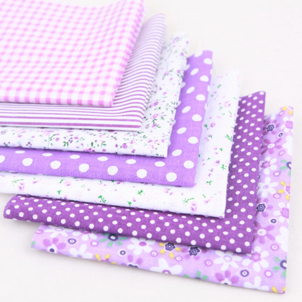 7Pcs Quilting Fabric Squares Sheets,25x25cm Cotton Craft Fabric Bundle Patchwork for DIY Sewing Scrapbooking Quilting Dot Patter