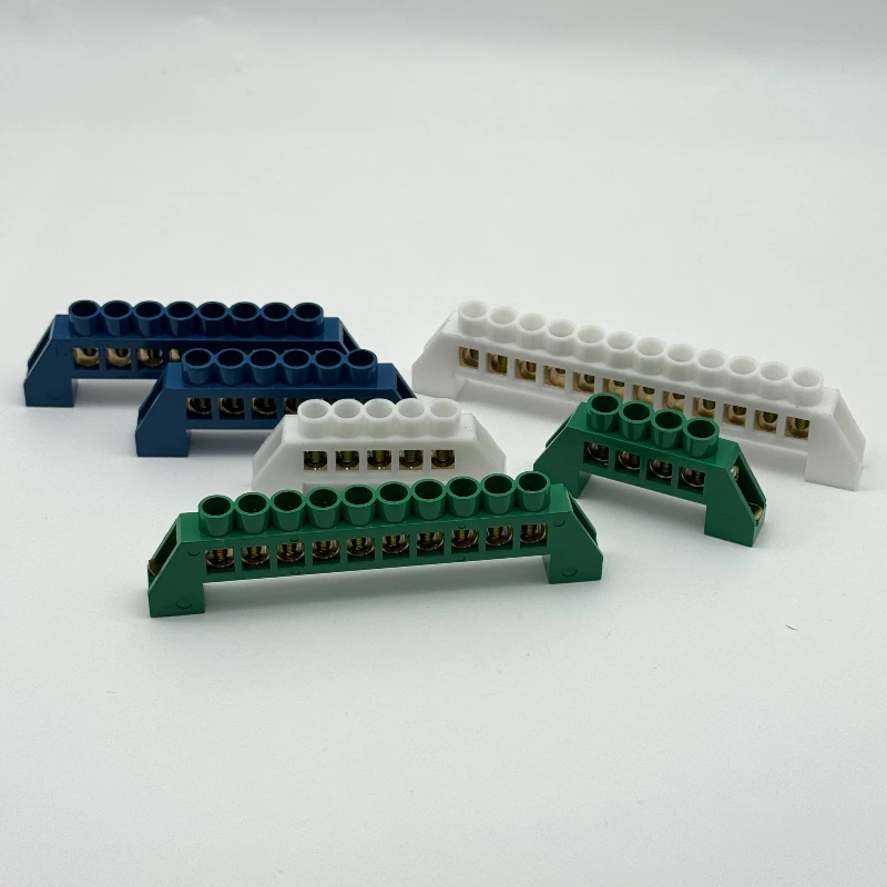 1pc Bridge Design Zero Line 4-12 Pole Screw Brass Copper Grounding Strip Terminal Block Connector Earth And Neutral