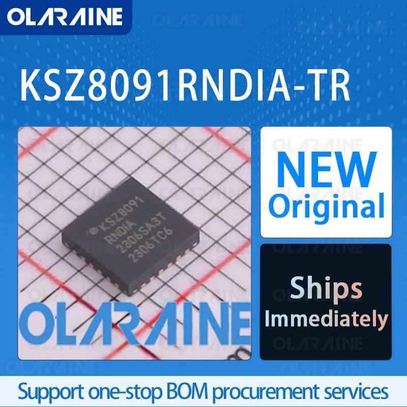 

1/5/10Pcs KSZ8091RNDIA-TR QFN-24 Original IC Chip Ethernet IC RoHS 1 Transceiver Data rates: 10 Mb/s, 100 Mb/s Voltage 3.465 V