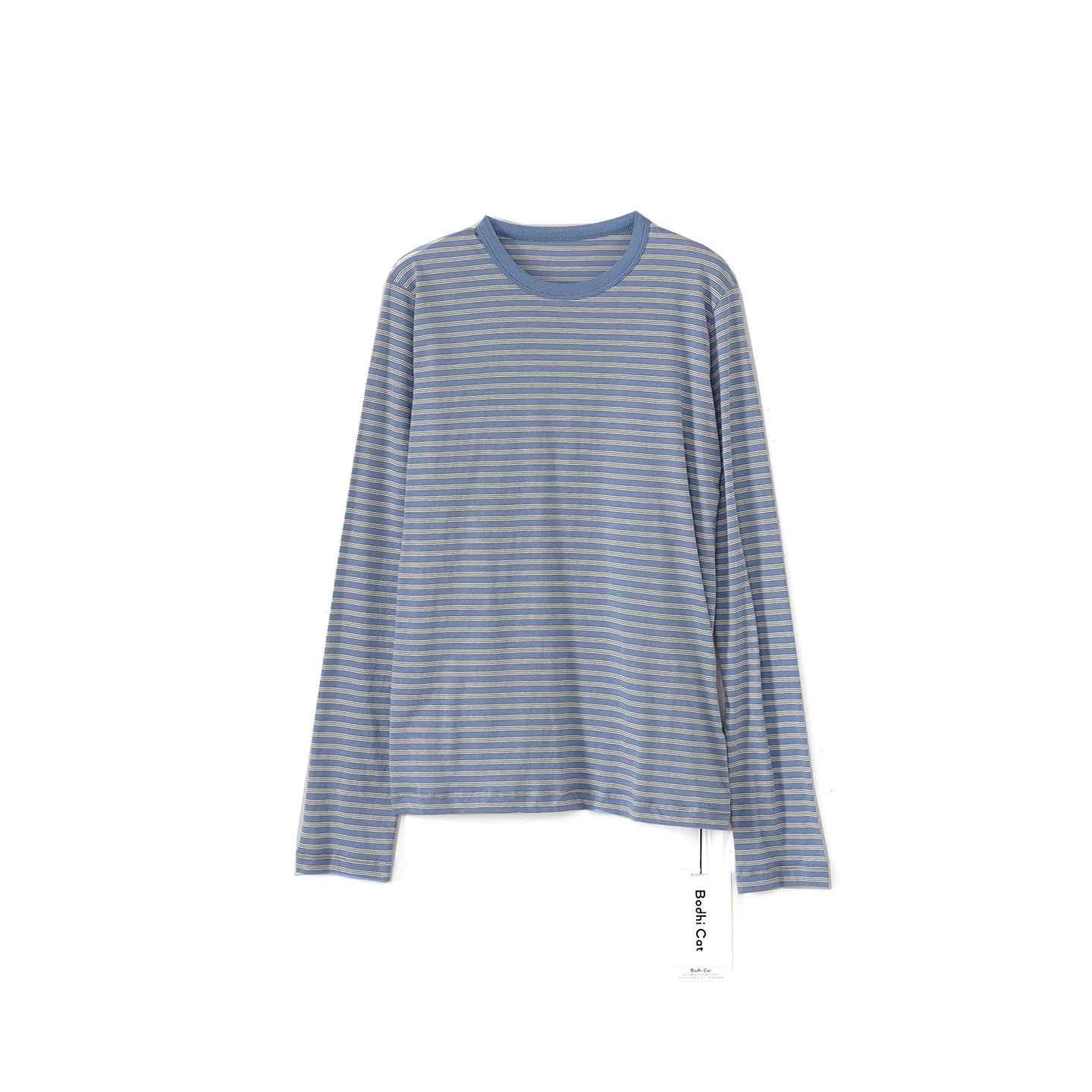 

Новая женская футболка из чистого хлопка в тонкую полоску, комфортная, дышащая, повседневная, уличный стиль, влагоотводящая, длинный рукав, коллекция 2025 года