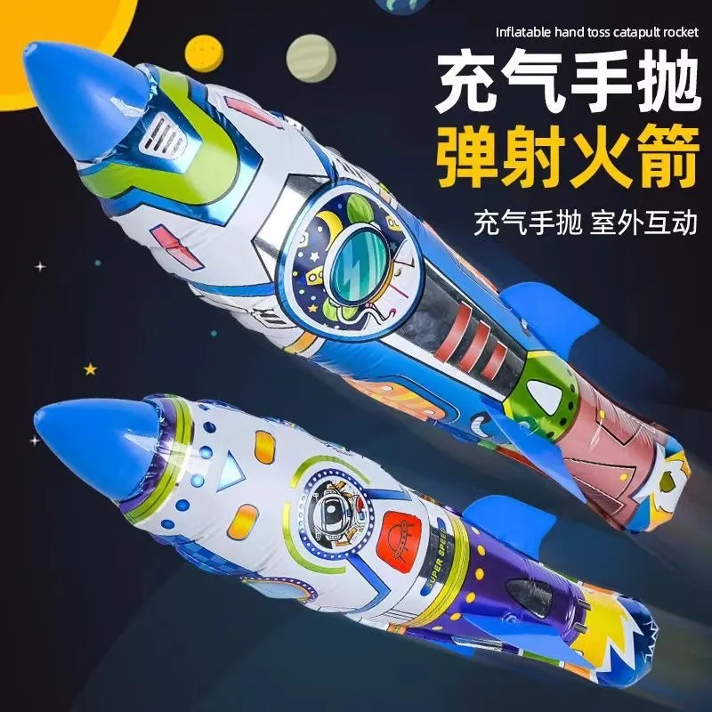 

Inflatable Outdoor Ejection Rocket Toys Outdoor Sport Shooting Game Parent-child Interaction Hand Throwing Rocket Balloon Toys