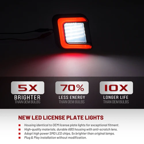 Imagen 2 del producto Lámpara de etiqueta de luz de matrícula blanca OLED roja para Gen4 Dodge Ram 1500 2500 3500 2003-2018 1500 Classic 2019-2024