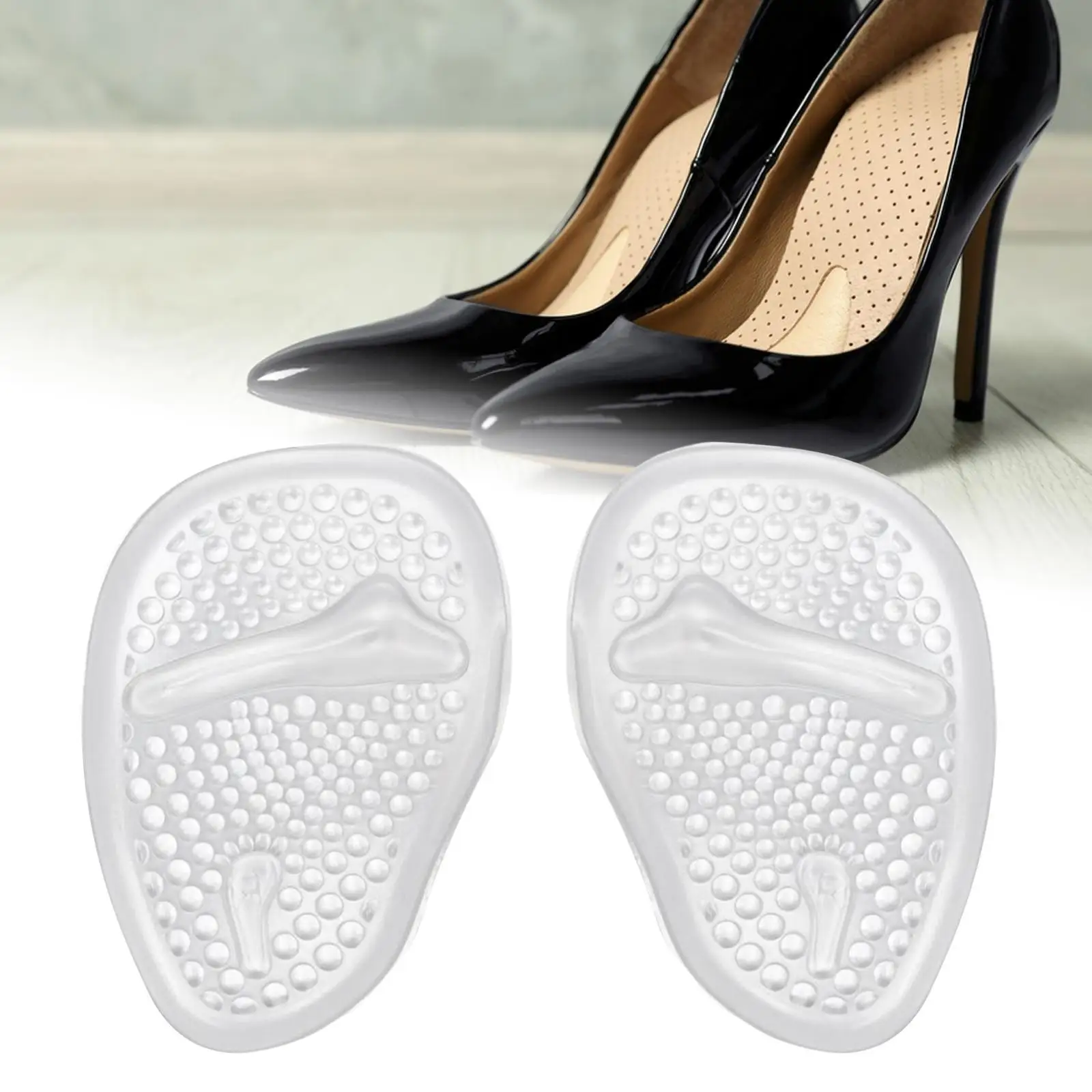 

Comfort Half Pad Silicone Forefoot Support Self Adhesive Insole Insert for Women High Heels and Sneakers