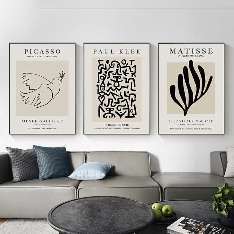 

Modern Nordic Black White Matisse Bohemian Canvas Print Poster Interior Painting Abstract Wall Picture Living Room Home Decor