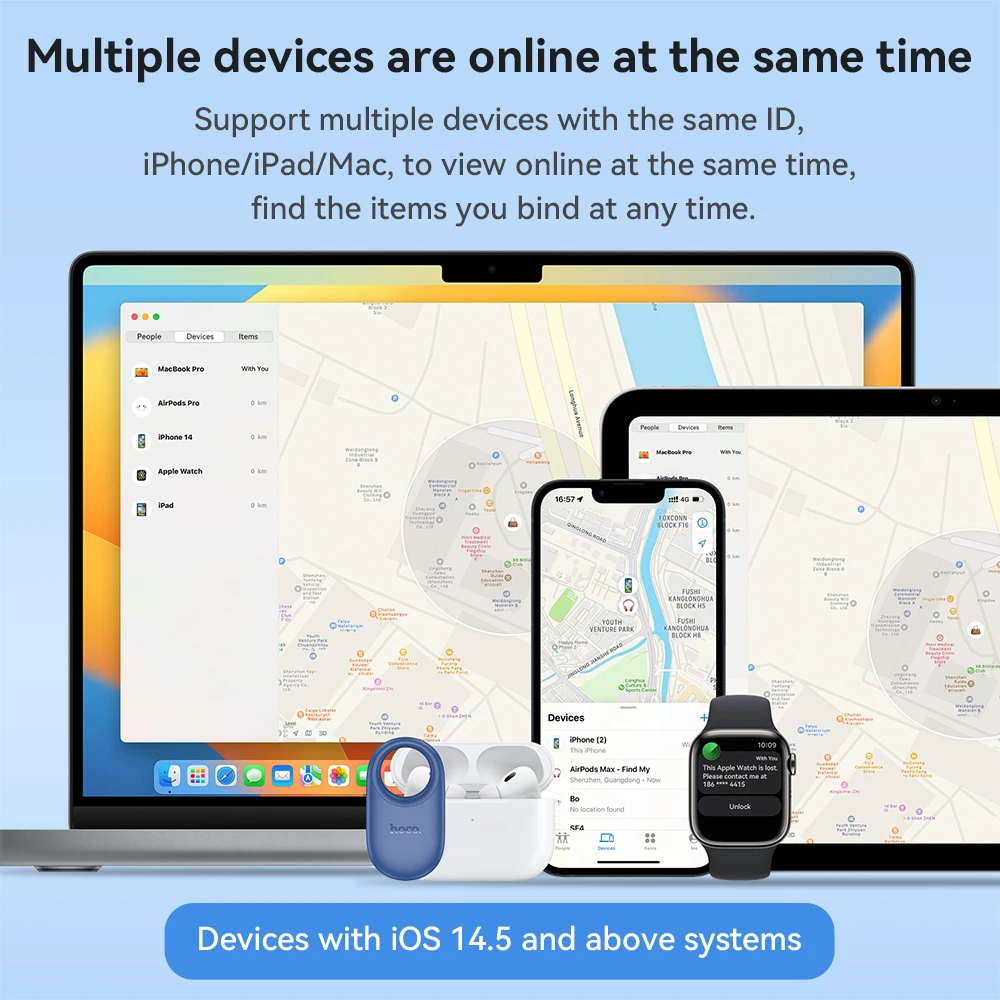 HOCO 스마트 태그 블루투스 GPS 추적기, 애플 파인드, 마이 앱, ITag, 분실 방지 알림 장치 로케이터, 자동차 키, 애완 동물, 어린이 찾기