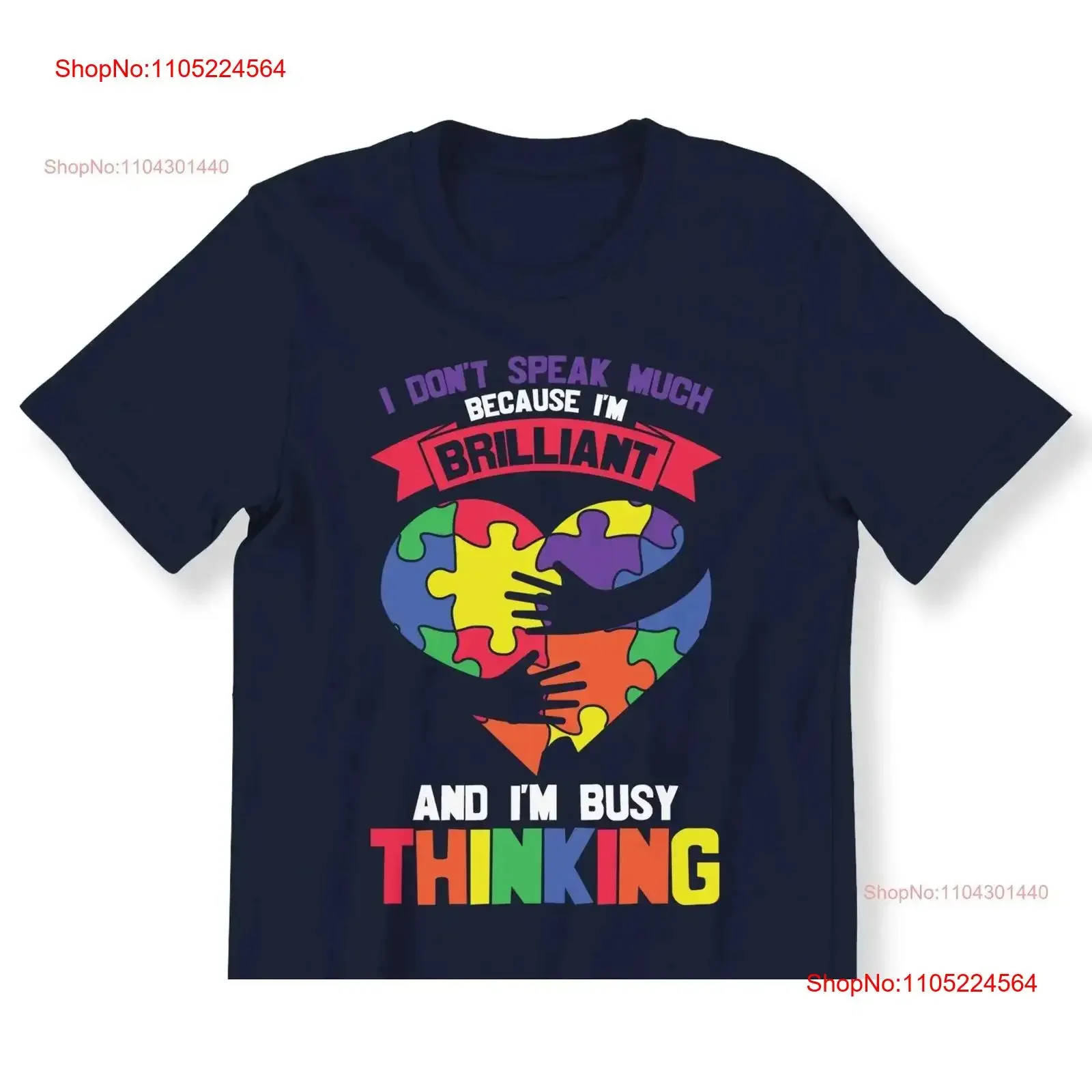 

Я не говори, много, потому что я блестящее и занятое мышление, осведомленность об аутизме, мужская, женская, детская, очаровательная футболка, винтажная