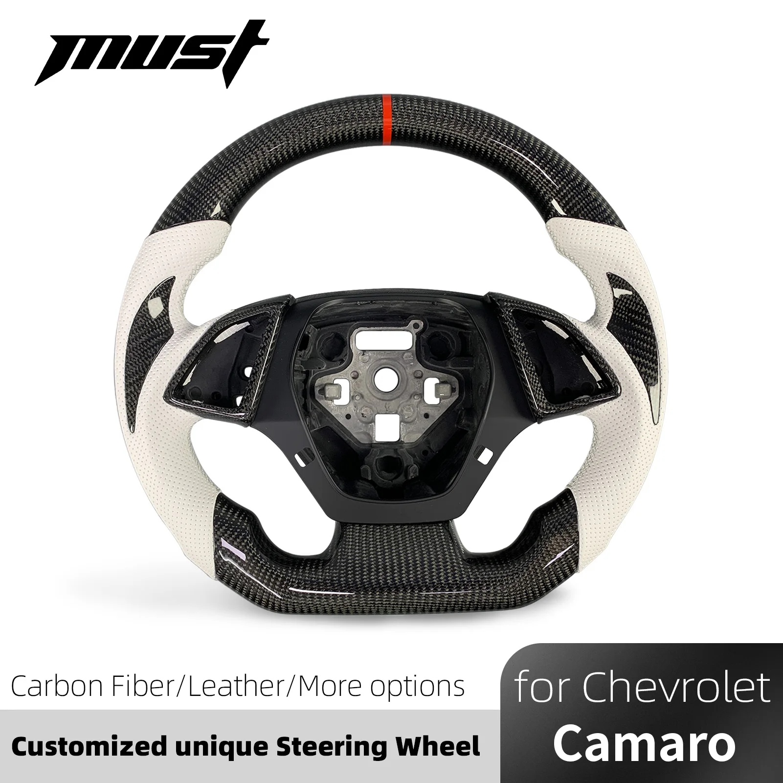 For Chevrolet Camaro ZL1 SS 2SS Coupe 2016-2023 Corvette C7  Carbon Fiber Heated Steering Wheel with LED Display Without airbags