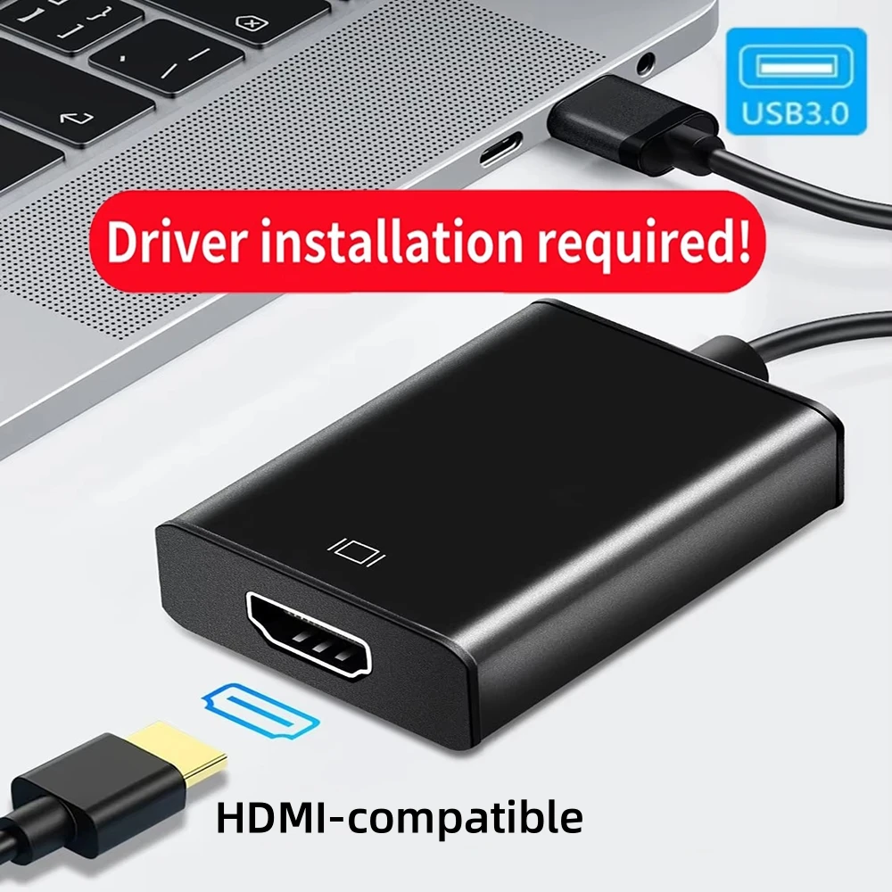 بطاقة فيديو محول USB 3.0 إلى 1080P متوافقة مع HDMI متوافقة مع MacOS Catalina Windows10/11 (يتطلب تركيب السائق)
