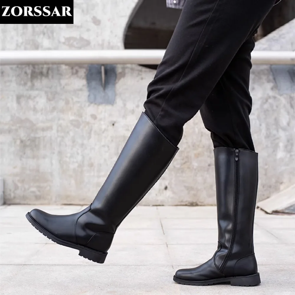 

2024 New Winter Shoes Men's long boots Superfiber equestrian boots Winter warm men's knee-high knight boots men's leather shoes