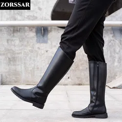 2024 New Winter Shoes Men's long boots Superfiber equestrian boots Winter warm men's knee-high knight boots men's leather shoes