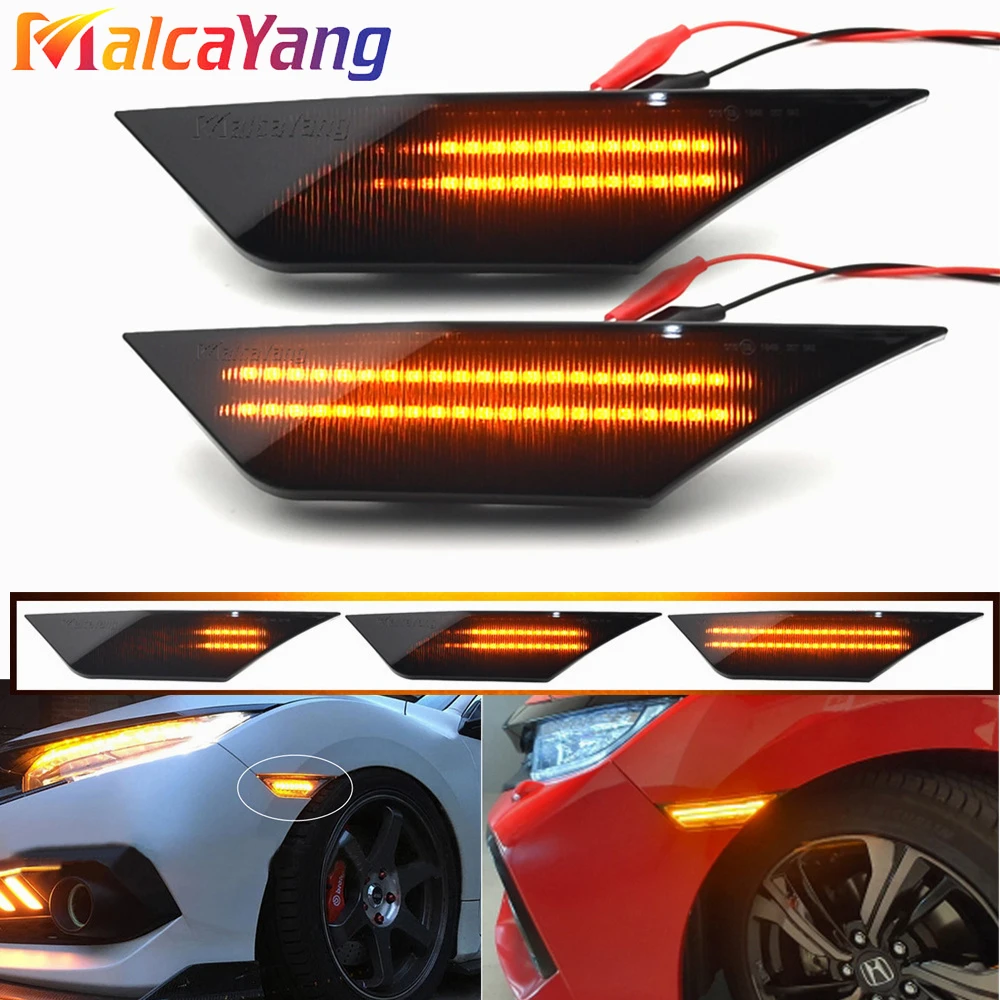 Car Styling LED Dynamic Lamps Front Side Marker Light Turn Signal Light For Honda Civic 10th Gen Sedan/Coupe/Hatchback 2016-2021