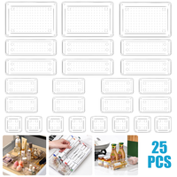 25pcs Versatile Drawer Organizer Set - Clear Plastic Trays in 4 Sizes for Perfect Makeup and Kitchen Storage