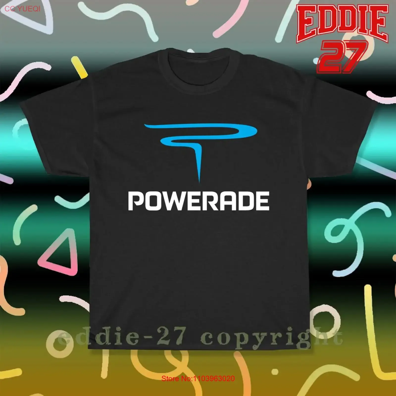Nova camiseta com logotipo Powerade Sports Drink masculina, estilo vintage americano, lavada, macia, com estampa gráfica, streetwear, ligeiramente fashion.