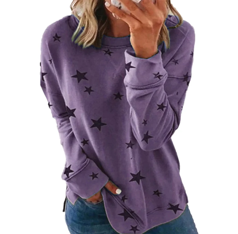 Loose Fit Long Sve Round Ne Bedrucktes T-Shirt Casual Street Sle Damen Herbst Winter Plus Size Hoodie Bequeme Baumwolle